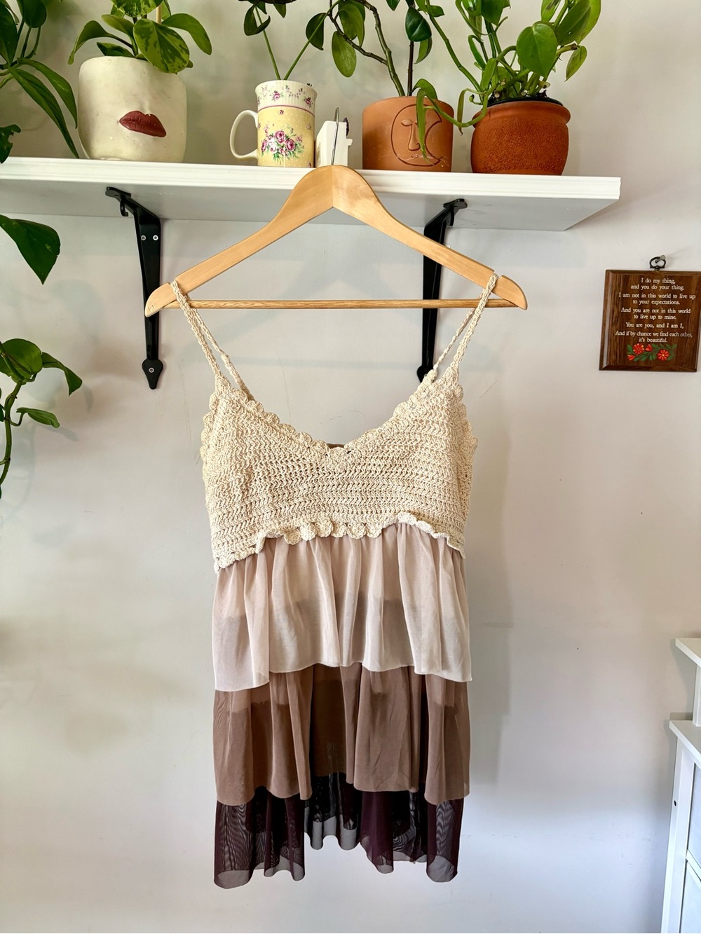 Say What? Cream Crochet Bodice Tiered Top